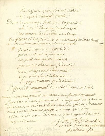 FONTANES Louis de (1757-1821) poète et homme politique, Grand 
3 L.A.S. «Fontanes...