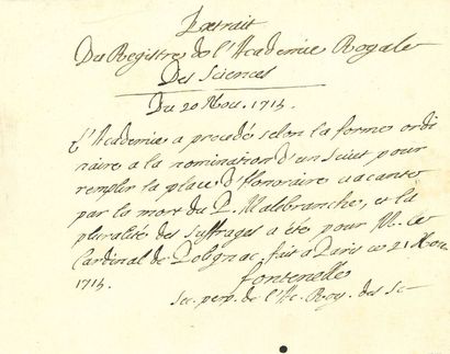 FONTENELLE Bernard Le Bouyer de (1657-1757) philosophe et mathématicien [AF 1691,...