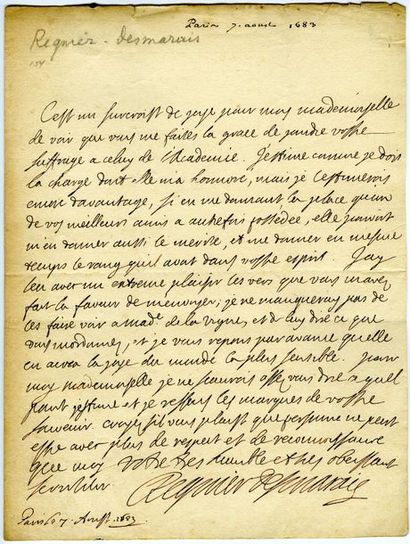 RÉGNIER.DESMARAIS François-Séraphin (1632-1713) abbé, diplomate, traducteur et grammairien...