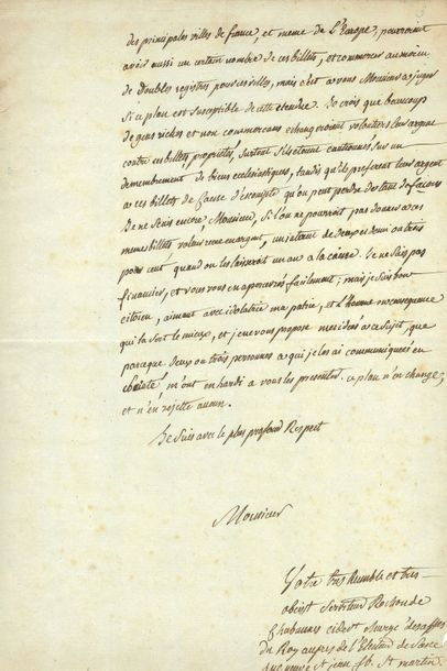 ROCHON DE CHABANNES Marc-Antoine-Jacques (1730-1800) auteur dramatique. 
L.A.S. «Rochon...