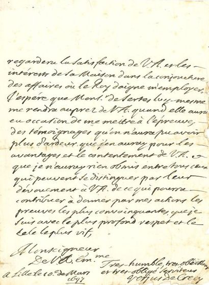 VERJUS Louis de ¶1629·1709¸ comte de CRÉCY, DIPLOMATE ET CONSEILLER D'ÉTAT [AF.1679,...