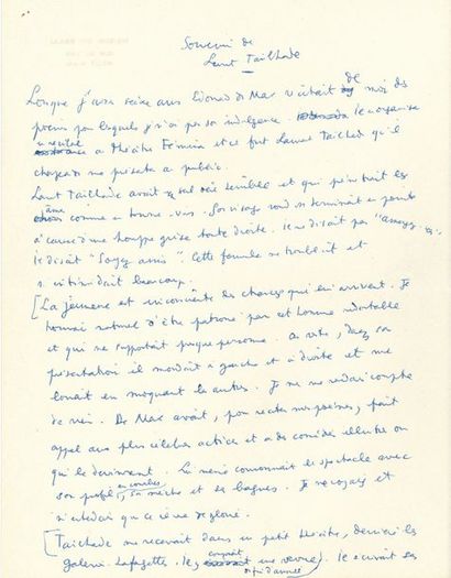 COCTEAU Jean MANUSCRIT autographe signé «Jean Cocteau», Souvenir de Laurent Tailhade,...