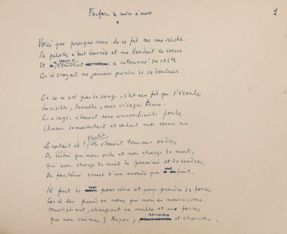 COCTEAU Jean MANUSCRIT autographe, Le Chiffre sept, 1952; 18 pages in-4 ou in-8,...