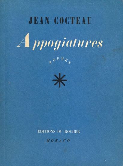 COCTEAU Jean Appogiaturas. Poems (Éditions du Rocher, Monaco, 1953); in-8 carré,...