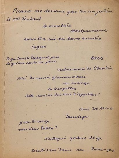 COCTEAU Jean Autograph MANUSCRIT, The Cape of Good Hope and Poems,[1915-1917]; 9...