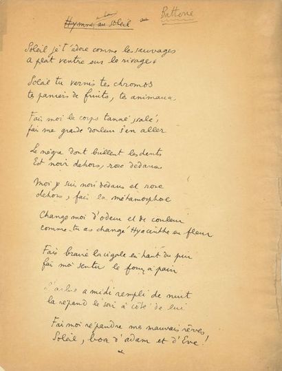 COCTEAU Jean 10 Autograph POEMS,[1917-1925]; 10 pages in-4 or in-fol.
A set of ten...