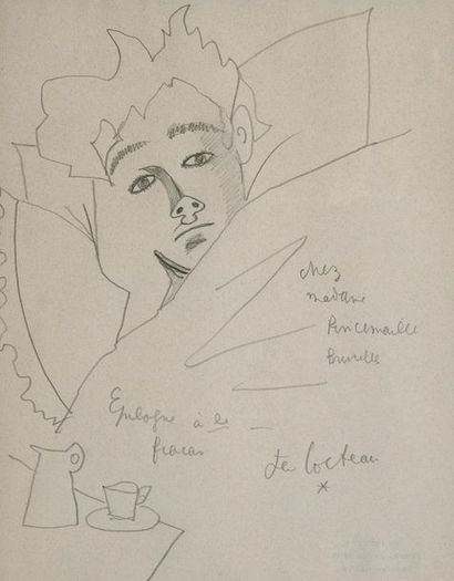 COCTEAU Jean DESSIN original signé «Jean
Cocteau», [Arthur Rimbaud, 1959 ?]; dessin...
