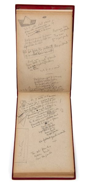 COCTEAU Jean Autograph notebook,[1919-1920]; 79 oblong sheets in-8 (13.5 x 20.5 cm),...