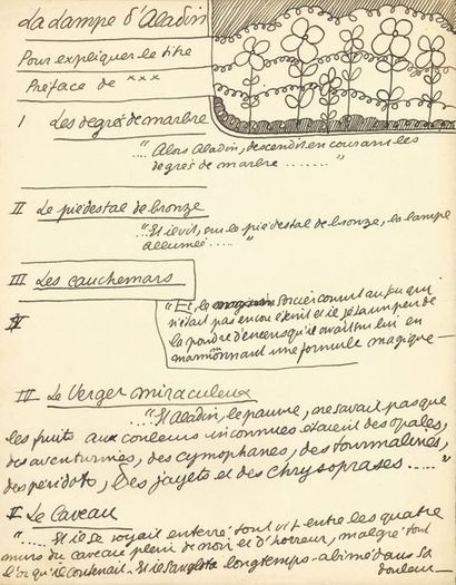COCTEAU Jean MANUSCRIT autographe signé «Jean Cocteau»,
La Lampe d'Aladin, [1907-1909];...