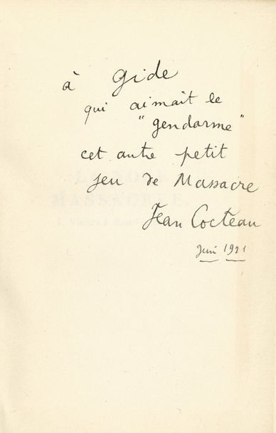 COCTEAU Jean The Massacred Wedding (Memories) - 1. Visits to Maurice
Barrès (Paris,...