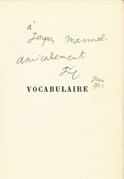 COCTEAU Jean Vocabulary. Poems (Paris, Éditions de la Sirène, 1922); in-8, paperback.
Original...