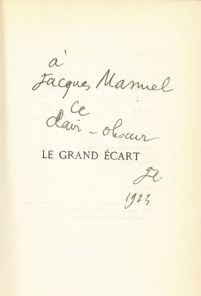 COCTEAU Jean Le Grand Écart, novel (Paris, Librairie Stock, Delamain,
Boutelleau...