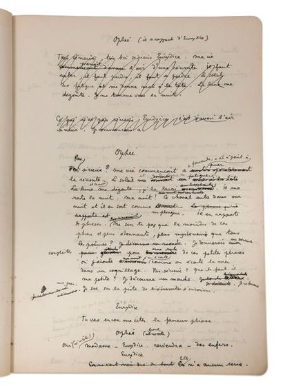 COCTEAU Jean Autograph MANUSCRIT, Orpheus, tragedy in one act and one interval, 1925;...