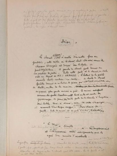 COCTEAU Jean Autograph MANUSCRIT, Orpheus, tragedy in one act and one interval, 1925;...