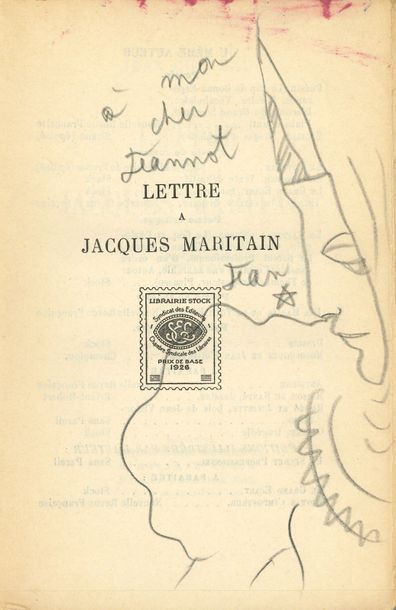 COCTEAU Jean Lettre à Jacques Maritain (Paris, Librairie Stock, Delamain et Boutelleau,...