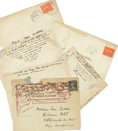 JACOB Max (1876-1944) 6 ENVELOPPES with autograph inscriptions, 1926- 1927, addressed...