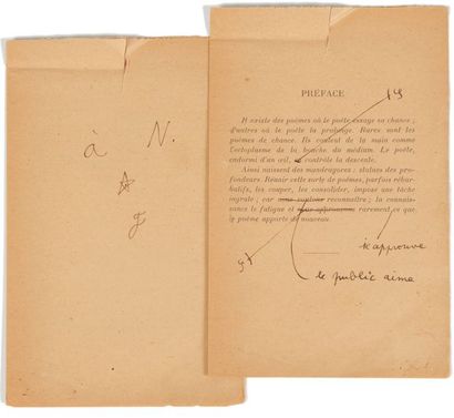 COCTEAU Jean Poésie. Morceaux choisis [Paris,
Librairie Gallimard, 1930]. Épreuves...