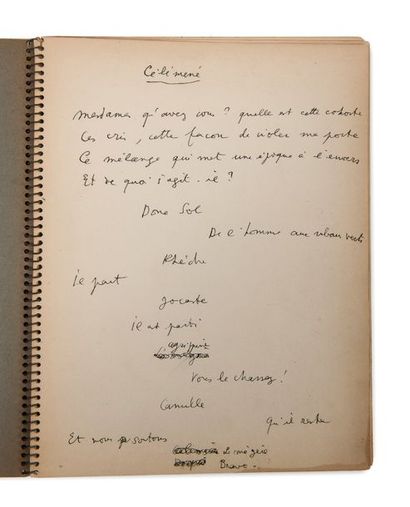COCTEAU Jean MANUSCRIT autographe, [La Maison hantée, 1937]; 35 pages in-4, dans...
