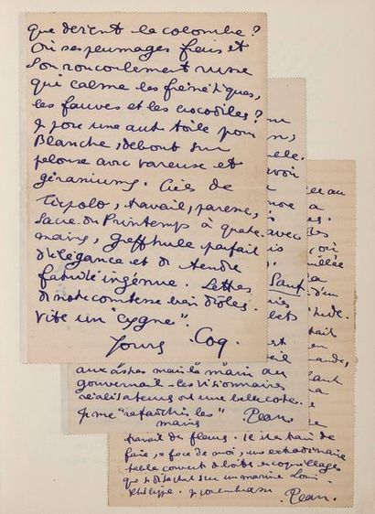 COCTEAU Jean 57 L.A.S. et cartes postales, et 9 télégrammes, [1910- 1937], à Marie...