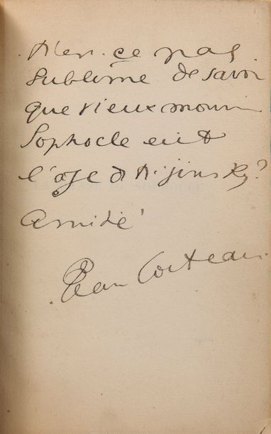 COCTEAU Jean La Danse de Sophocle. Poèmes (Paris, Mercure de France, 1912); in-12,...