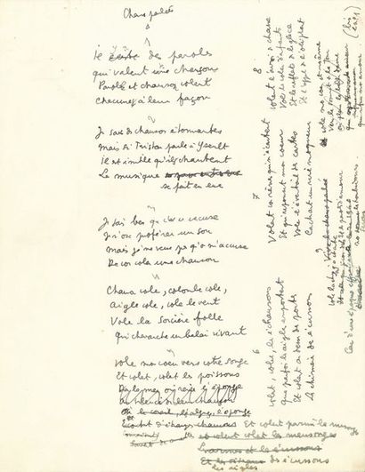 COCTEAU Jean 9 MANUSCRITS autographes, [Monologues et chansons, 1940 ?]; 21 pages...