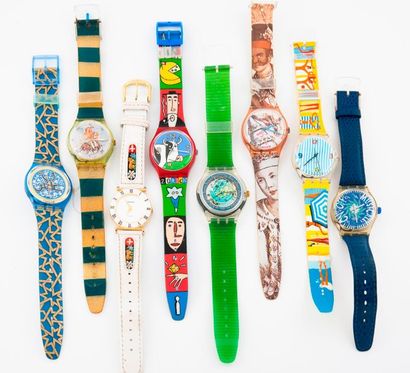 null SWATCH

Lot de sept montres de divers modèles.

Bracelets en plastique.

Mouvements...