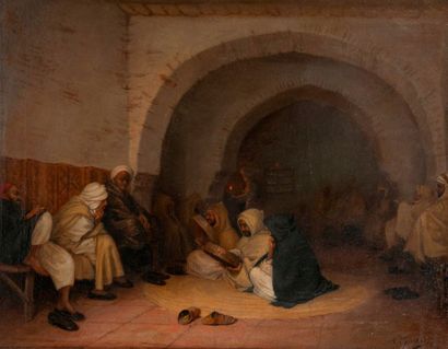 Antoine GADAN (1854-1934) 

Arabes dans un intérieur. 1891.

Huile sur toile. 

Signée...