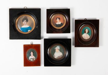 null Cinq miniatures du XIXème siècle :

- GALLIAN (actif vers 1805-1830).

Jeune...