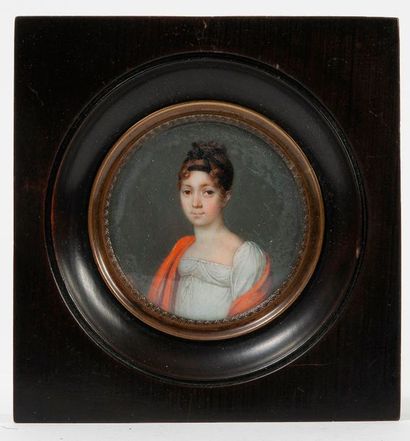 Ecole française du premier quart du XIXème siècle 

Portrait de jeune fille au châle...