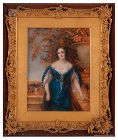William BARCLAY (1797-1859) 

Jeune femme au yeux bleus retenant un pan de sa robe...