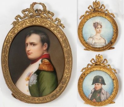 null Trois miniatures du XXème siècle :

- Portrait de Napoléon en colonel des grenadiers...
