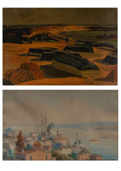Yves LANGE (XXème siècle) 

La plage à marée basse.

Huile sur toile.

Signée en...