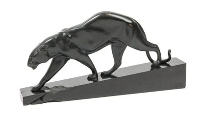 Maurice PROST (1894-1967) Walking Panther, 1928. Bronze print repatinated with black...