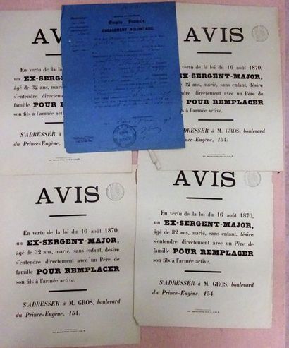 null AVIS de remplacement militaire.

Réunion de 6 exemplaires identiques, sur papier...