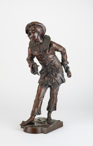 Léon PERZINKA (act.c.1887-c.1903) 

Pierrot. 

Epreuve en bronze à patine brune....
