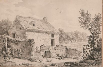 Nicolas–Alexis PERIGNON (Nancy 1726 – Paris 1782) 

Farm with a village woman in...