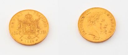 null FRANCE 

Pièce de 100 francs or, Napoléon III, 1869 Strasbourg. 

Poids : 32,2...