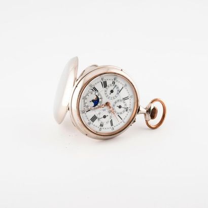 Important gusset watch in chromed metal and...