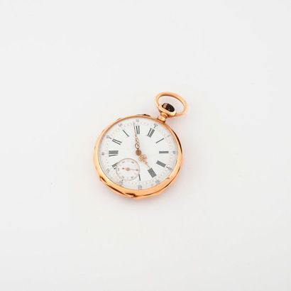 Pocket watch in yellow gold (750). 
Facetted...