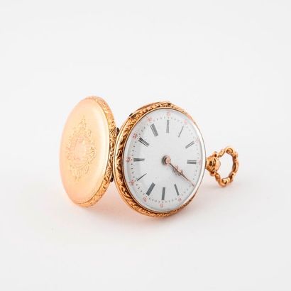 Yellow gold (750) collar watch. 
Centred...