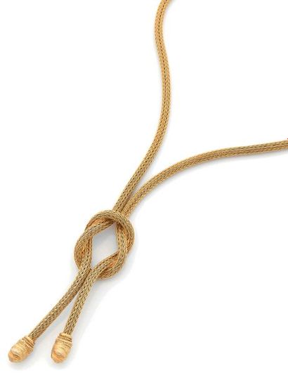 ILIAS LALAOUNIS Collier cravate en or jaune (750) à maille ronde tressée formant...