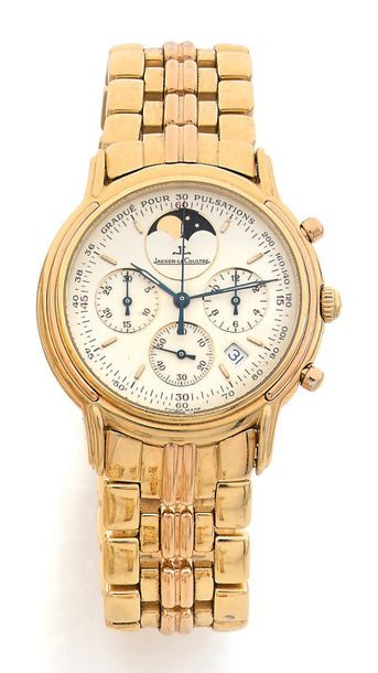 JAEGER-LECOULTRE Odysseus
Men's chronograph watch with yellow gold bracelet (750).
Round...
