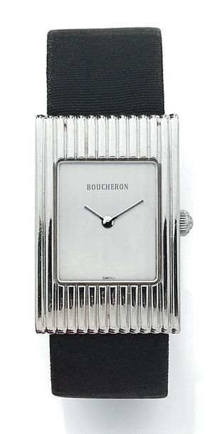 BOUCHERON Reflection
Lady's wristwatch.
Rectangular steel case with gadrooned decoration.
Dial...