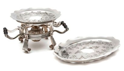 FRANCE, seconde moitié du XIXème siècle 
Large silver alcohol stove (950) consisting...