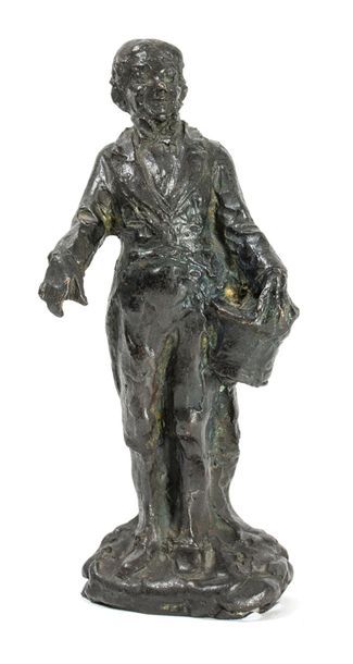 D'après Honoré DAUMIER (1808-1879) 
The businessman.
Bronze print with dark brown...