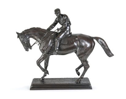 D'après Isidore Jules BONHEUR (1827-1901) 
The Grand Jockey.
Bronze print with a...