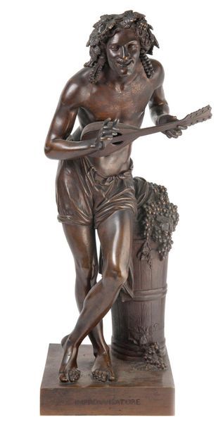 Francisque Joseph DURET (1804-1865) 
Improvvisatore.
Epreuve en bronze à patine brune.
Signée...
