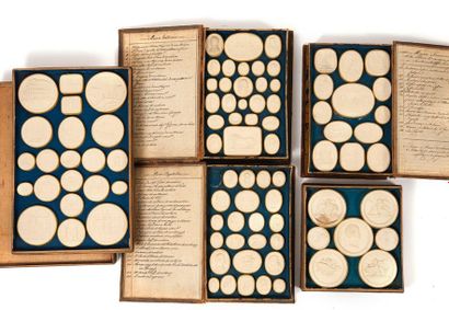 D'après Pietro PAOLETTI (1801-1847) 
Trois boîtes en forme de livres reliés cuir...