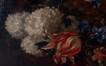 Attribuée à Andréa SCACCIATI (Florence 1644-1710) 
Guirlande de fleurs, pivoines,...