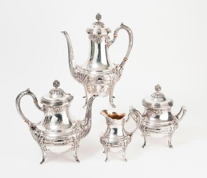 null Silver tea/coffee set (950) including a teapot, a coffee pot, a milk jug and...